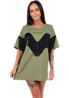 Women’s Fringe Oversize T-Shirt Ankora Khaki