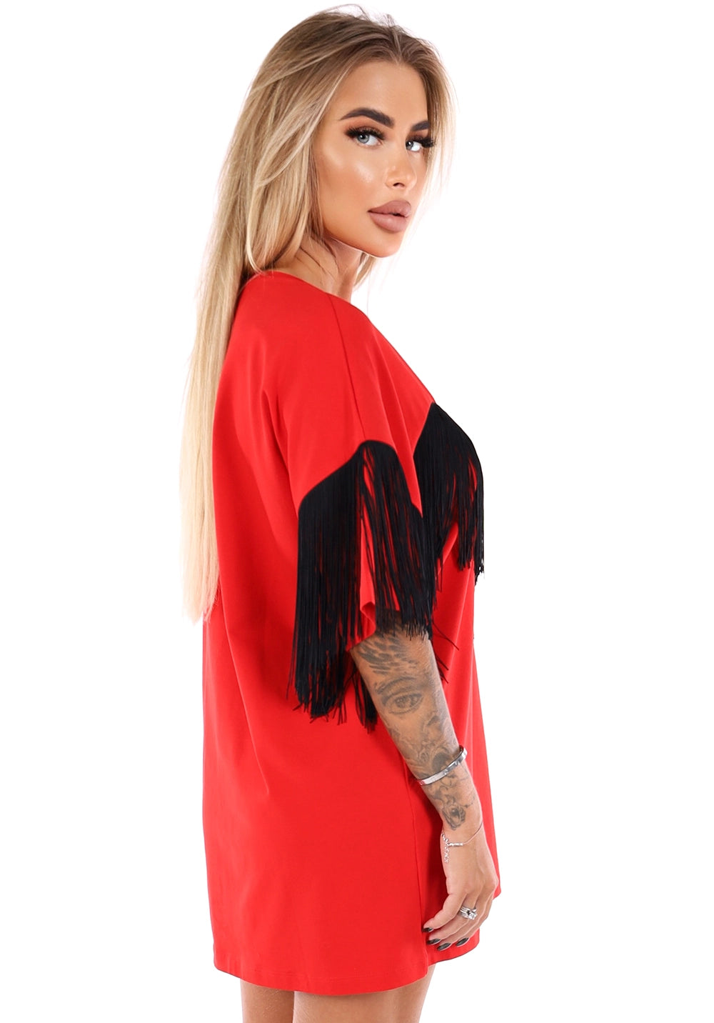 Women’s Fringe Oversize T-Shirt Ankora Red