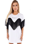 Women’s Fringe Oversize T-Shirt Ankora White