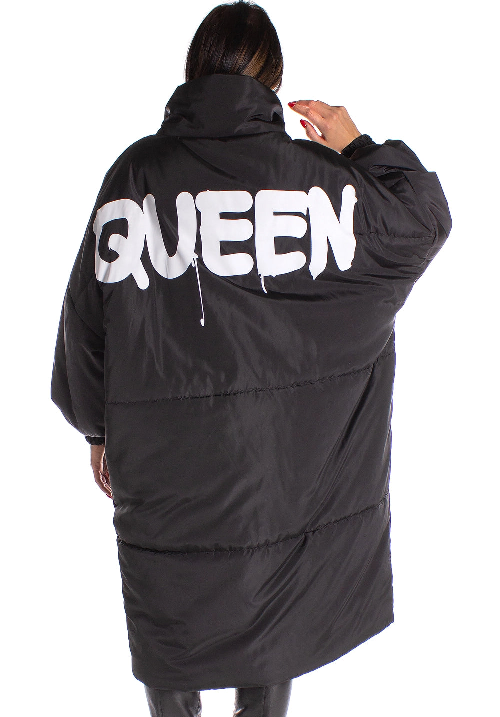 Women’s Oversized Winter Puffer Coat – Black Queen