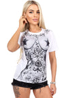 Women’s Body Tattoo Printed T-Shirt White