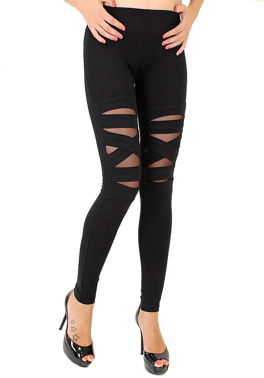 WOMEN’S CUTOUT SUEDE LEGGINGS PLEXUS — BLACK