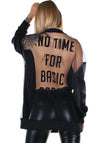 Women’s Sweatshirt Oversize Mesh Back — Basic Babes Black