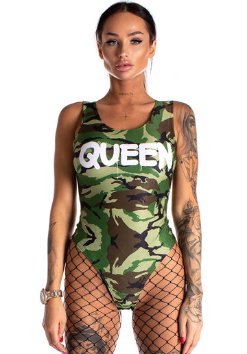Women’s Bodysuit Queen Camo Green