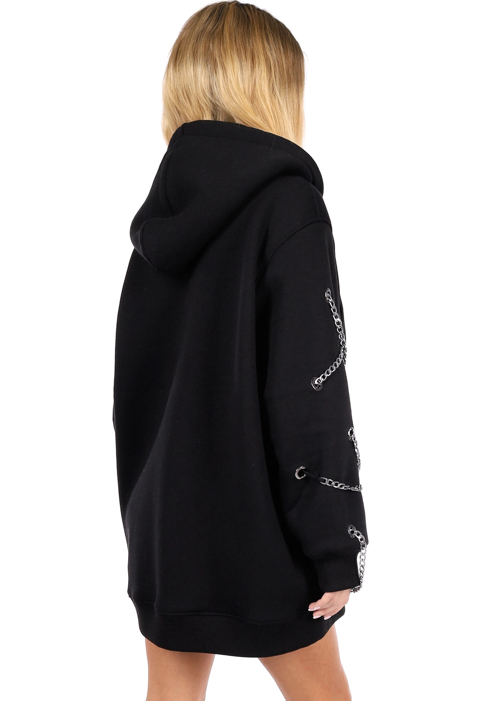 Women’s Hoodie — Black Metal Chain Design
