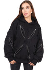 Women’s Designer Zipper Hoodie — Black Crossa