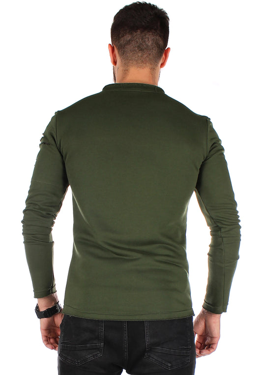 Men’s Sweatshirt Camo Holey — Khaki