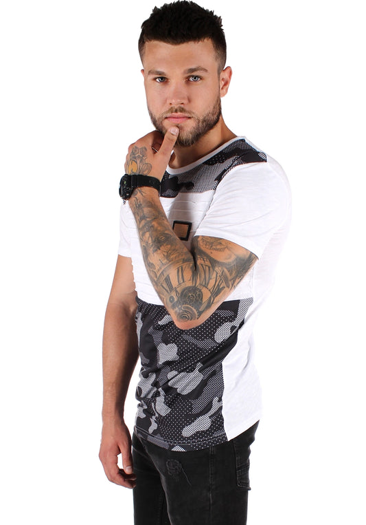 Men’s T-Shirt Camo Quilted — White