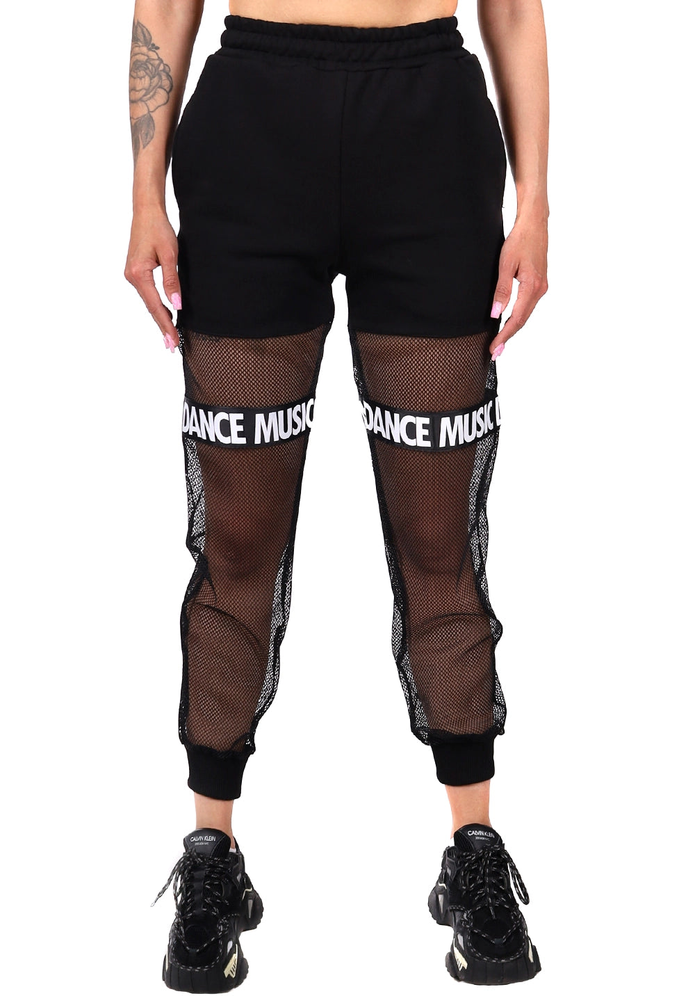 Women’s Dance Music Mesh Joggers — Black