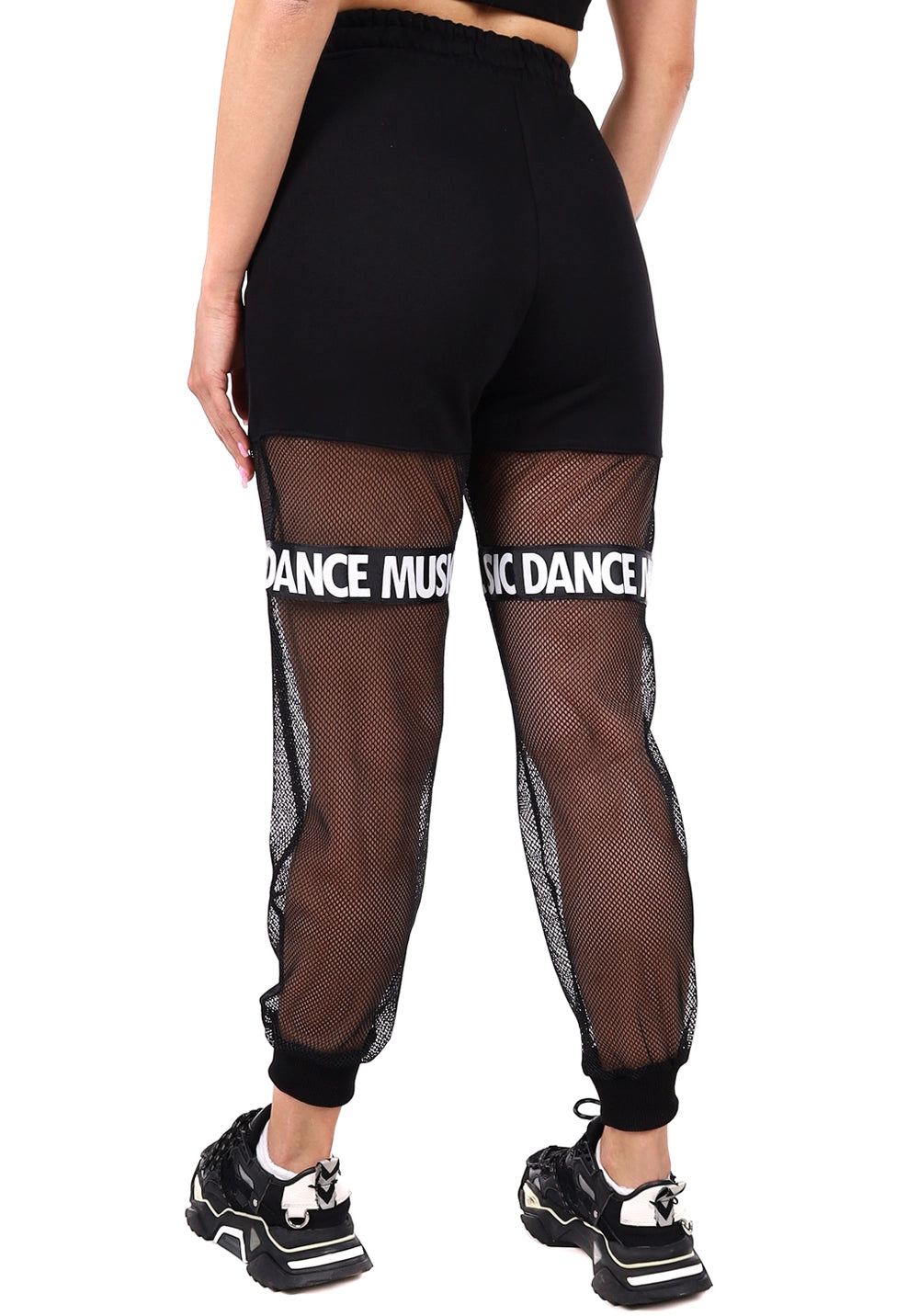 Women’s Dance Music Mesh Joggers — Black