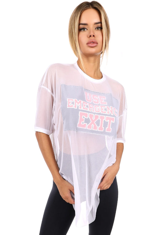 Women’s Danger Mesh Oversize T-Shirt White