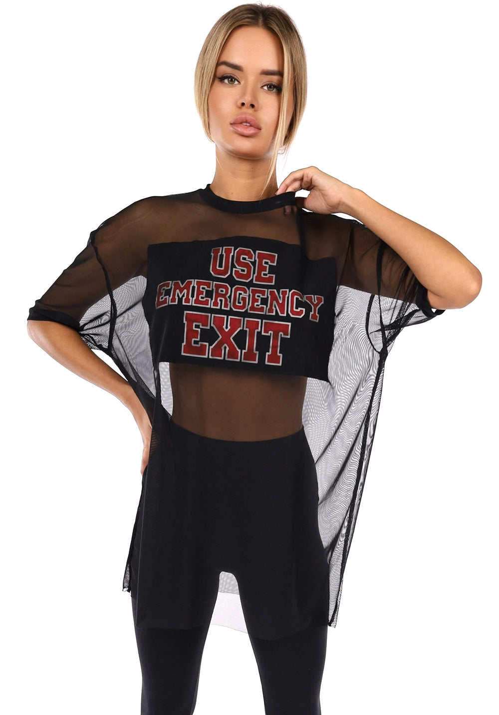 Women’s Danger Mesh Oversize T-Shirt Black