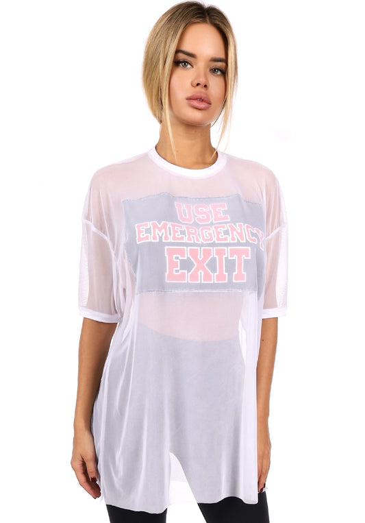 Women’s Danger Mesh Oversize T-Shirt White