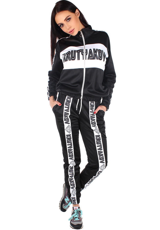 Women’s Urban Two-Piece Tracksuit Set – Diamond Black