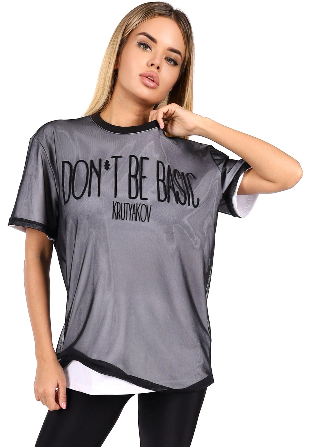 Women’s Mesh T-Shirt Don’t Be Basic White