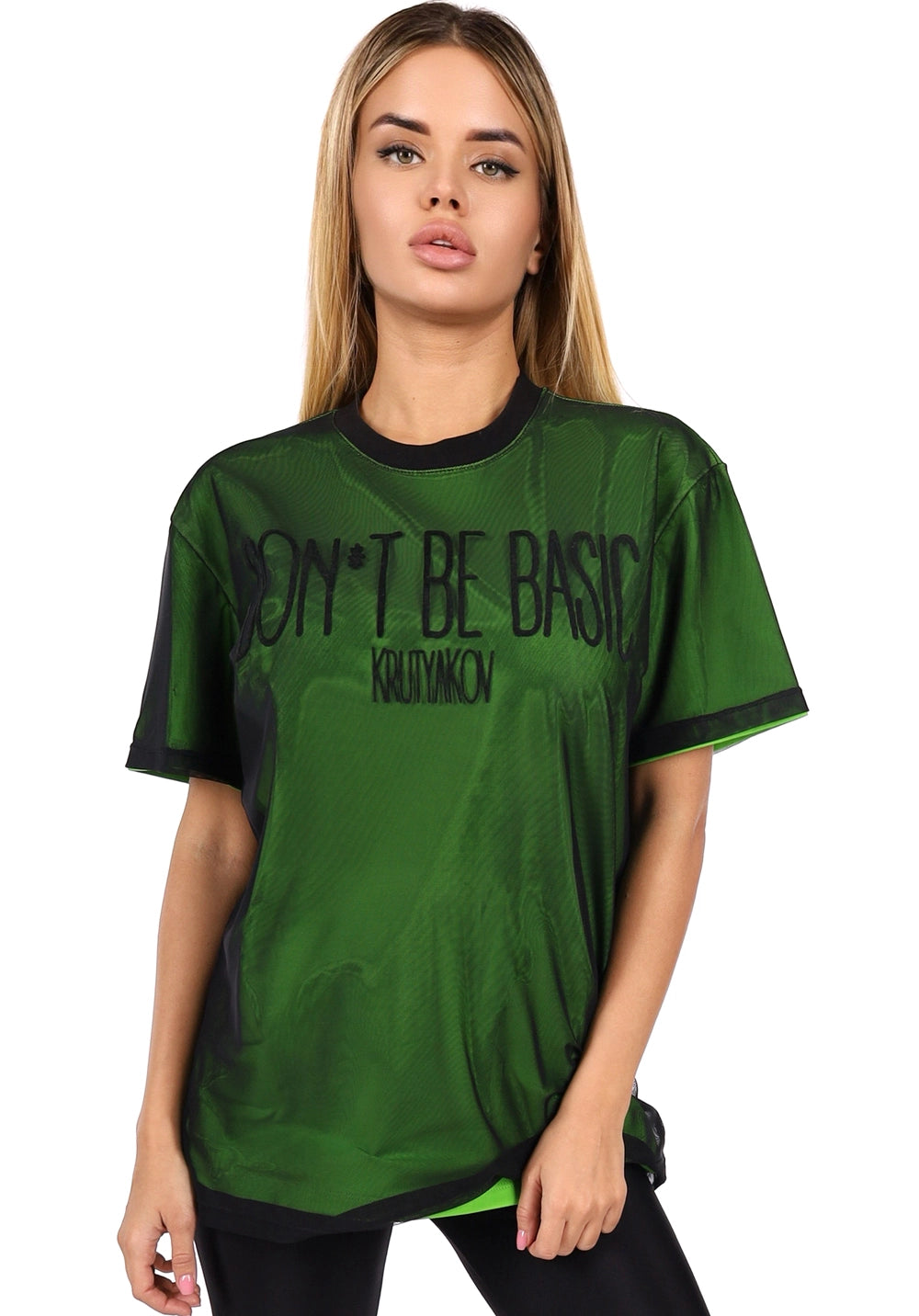 Women’s Mesh T-Shirt Don’t Be Basic Green