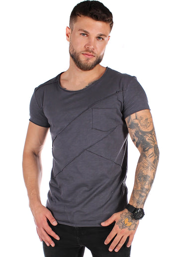 Men’s T-Shirt Decorative Seams — Graphite