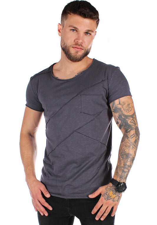 Men’s T-Shirt Decorative Seams — Graphite
