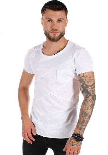 Men’s T-Shirt Decorative Seams — White