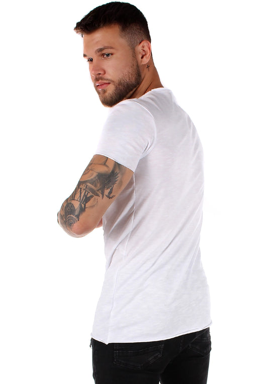 Men’s T-Shirt Decorative Seams — White