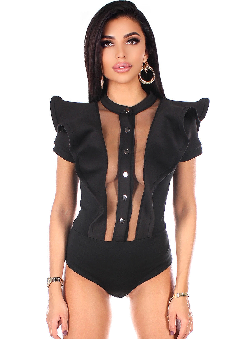 Women’s Bodysuit Elegant Fashion Design Black