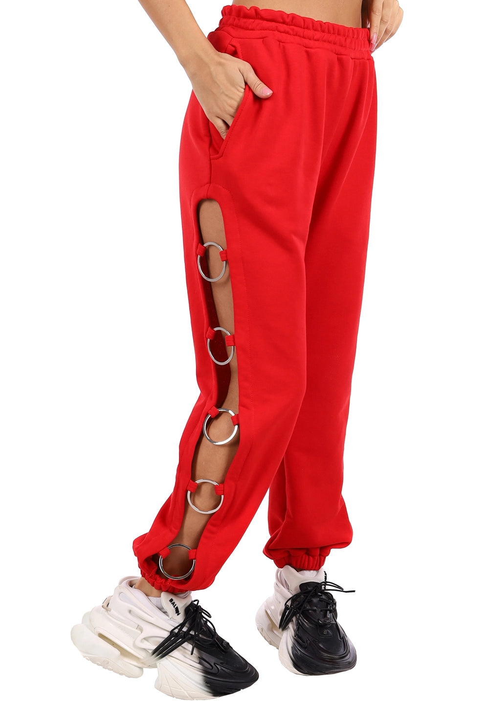 Women’s Cut-Out Joggers Five-Ring— Red