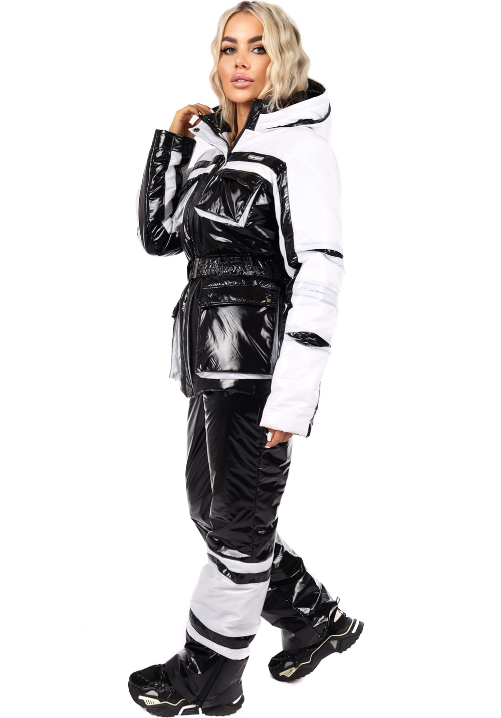Women’s Ski Suit – One Piece Snow Suit FREYA BLACK GLOSS