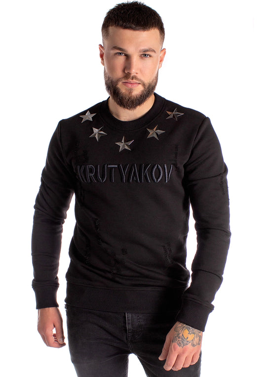 Men’s Sweatshirt Five Metal Stars — Black