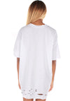 Women’s Distressed Oversize T-Shirt Fuck You Very Much White
