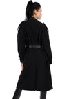 WOMEN’S CASHMERE & FAUX LEATHER BELTED COAT GARDA — BLACK