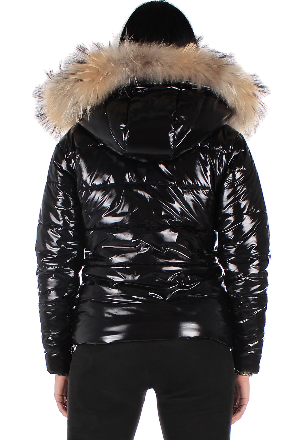 Women’s Winter Puffer Jacket – Gloss Black