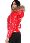 Women’s Winter Puffer Jacket – Gloss Red