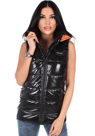 Women’s Shiny Puffer Vest Gloss Classic Black