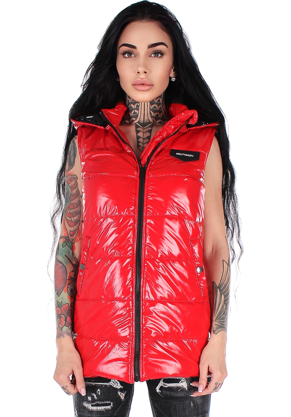 Women’s Shiny Puffer Vest Gloss Classic Red