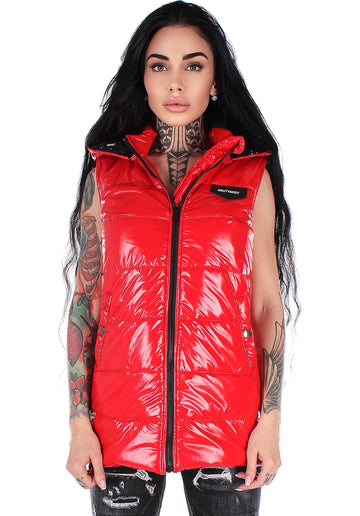 Women’s Shiny Puffer Vest Gloss Classic Red