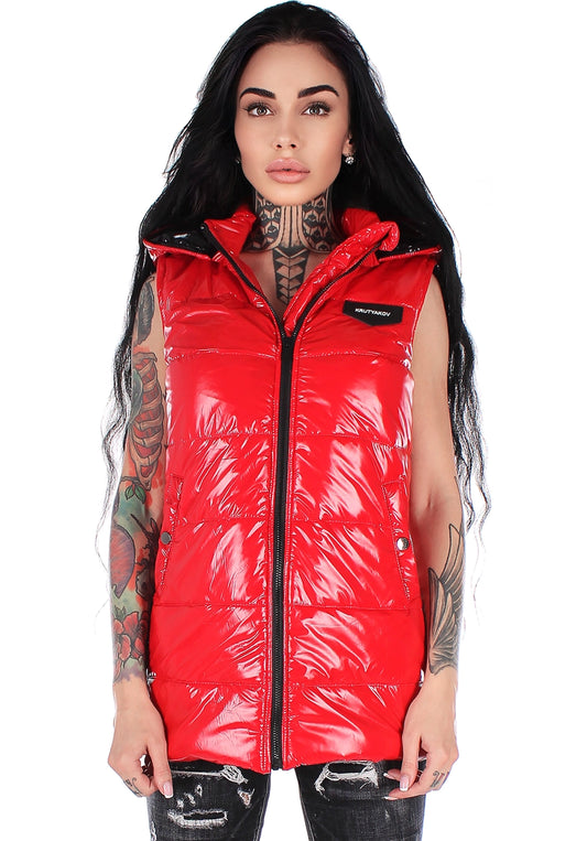 Women’s Shiny Puffer Vest Gloss Classic Red