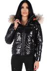 Women’s Winter Puffer Jacket – Gloss Black