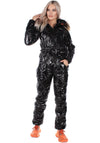 Women’s One Piece Ski Suit – Glossy Snow Suit Black Gloss