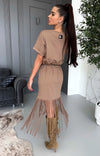 Women’s Fringe Knit Dress Indira Beige