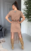 Women’s Fringe Knit Dress Indira Beige