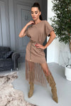 Women’s Fringe Knit Dress Indira Beige