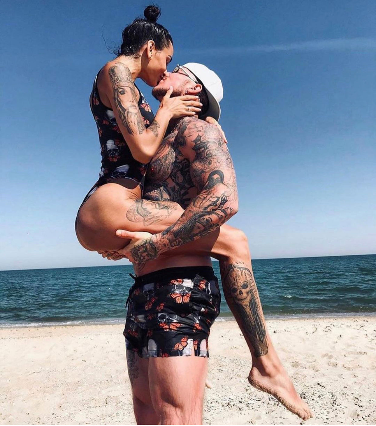 Men’s Swimshorts Skull Butterflies – Black