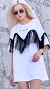 Women’s Fringe Oversize T-Shirt Ankora White