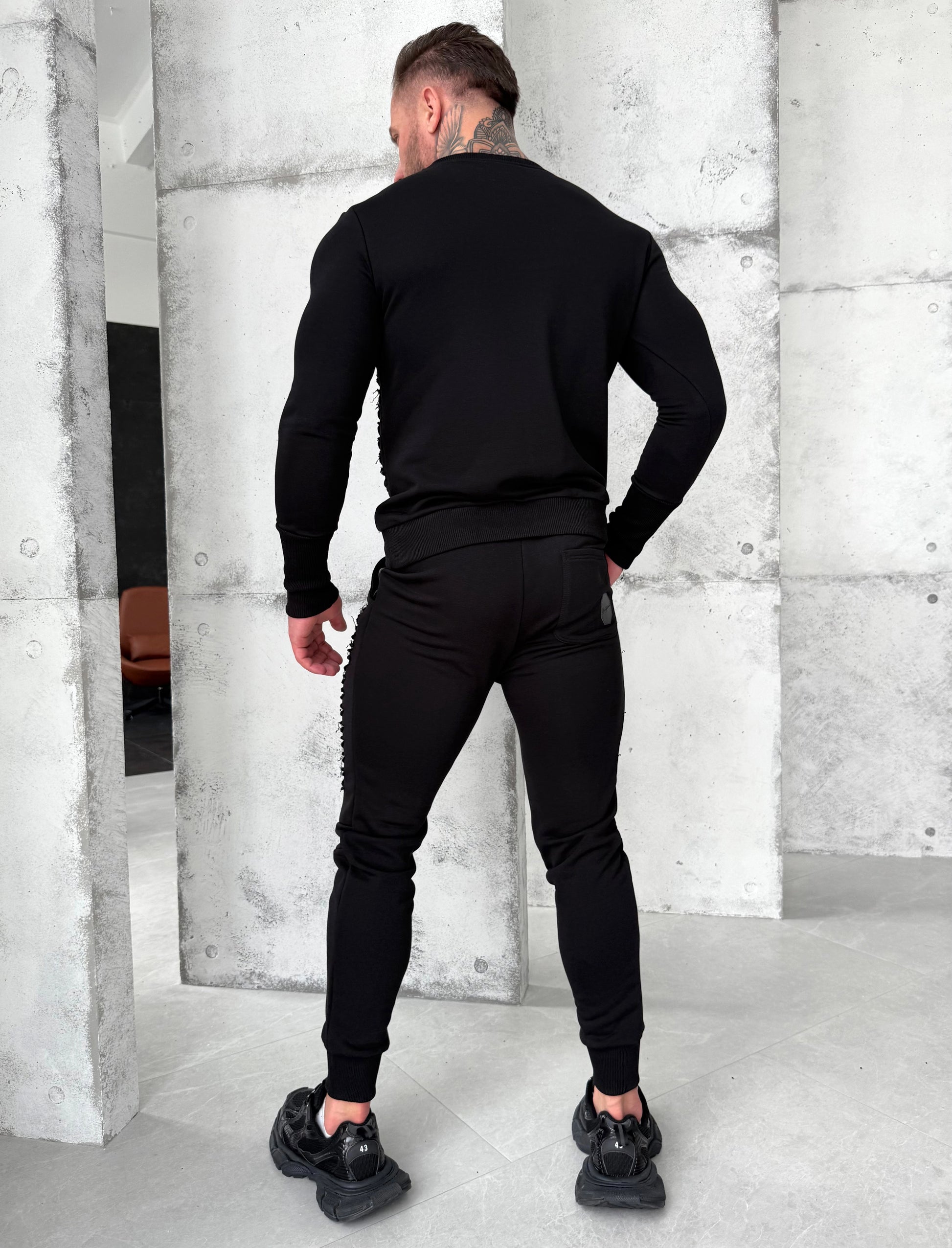 Men’s Tracksuit Destroy Leather – Black Slash Detail