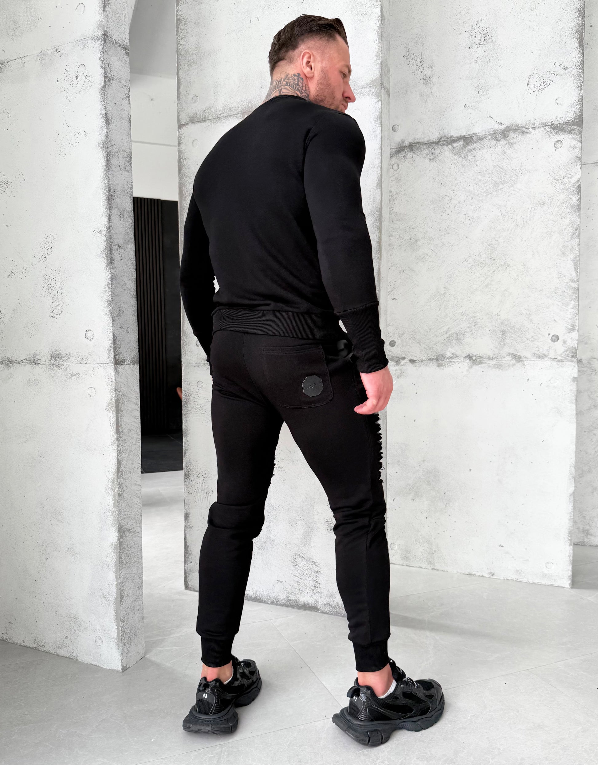 Men’s Tracksuit Destroy Leather – Black Slash Detail