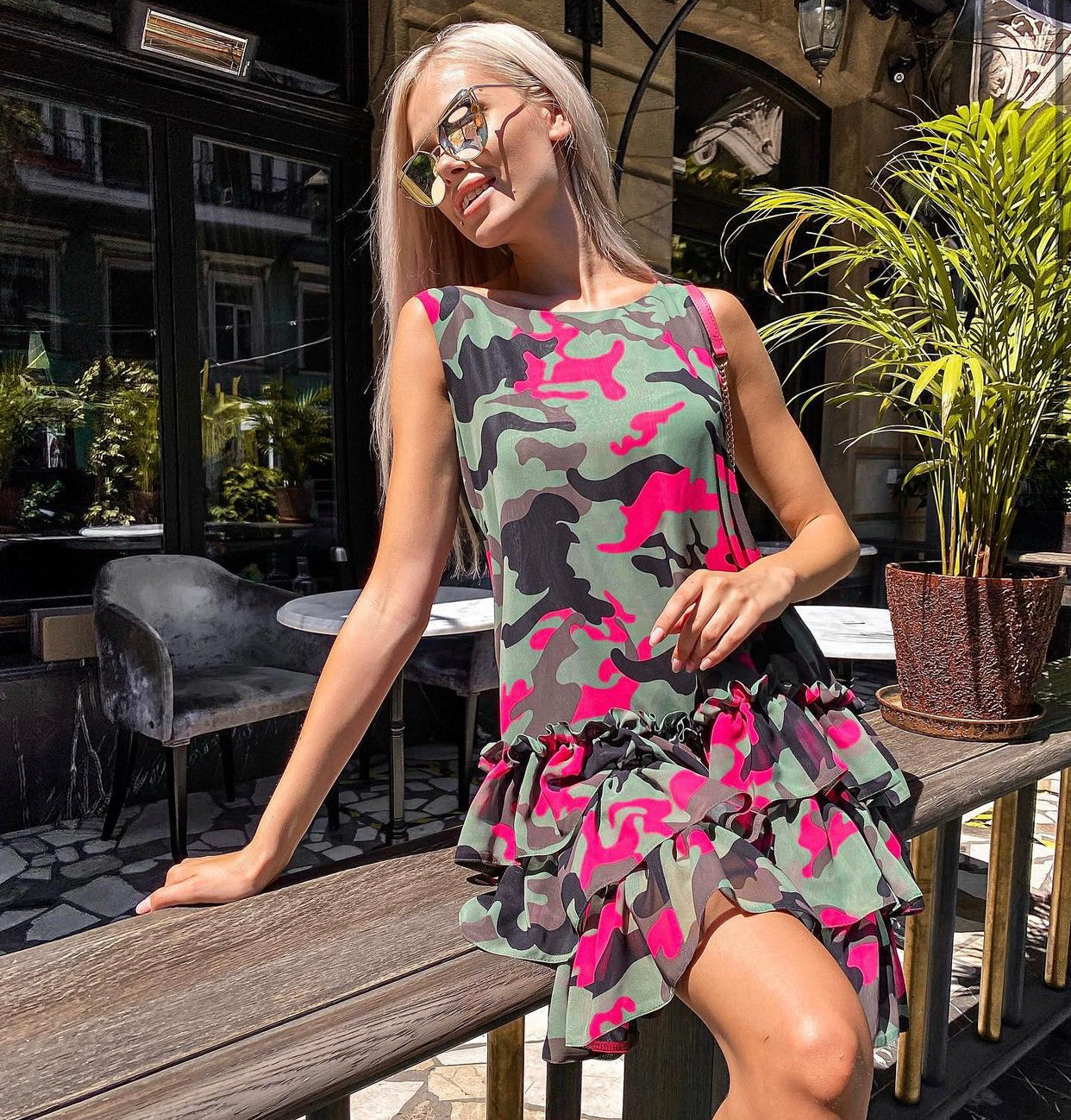 Women’s Bella Ruffle Sundress Vale Camo