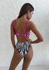 Women’s Swimsuit Zebra Neon Print Pink