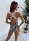 Women’s Swimsuit Saints One-Piece – Black & White Stripe