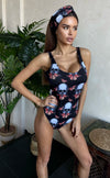 Women’s Swimsuit Skull Butterflies Print