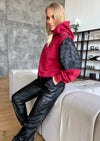 Women’s Designer Hoodie Leplex — Burgundy Leather Inserts
